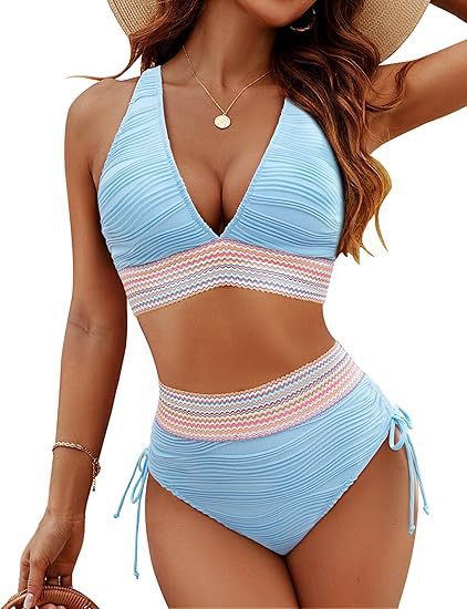 Damen Bikiniset mit verstellbarem Bund und sportlichem V-Ausschnitt Echo Archiv