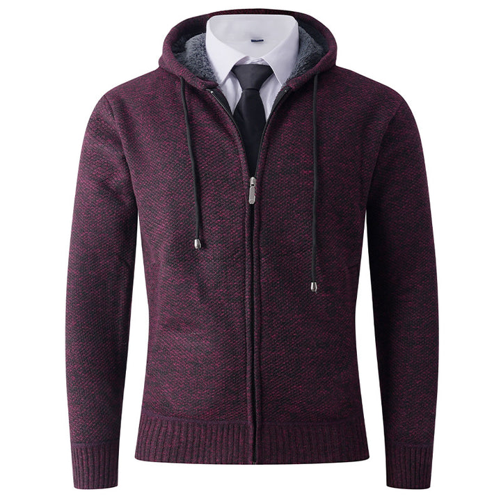 Herren Strickjacke mit Kapuze und strukturierter Verarbeitung Echoarchiv