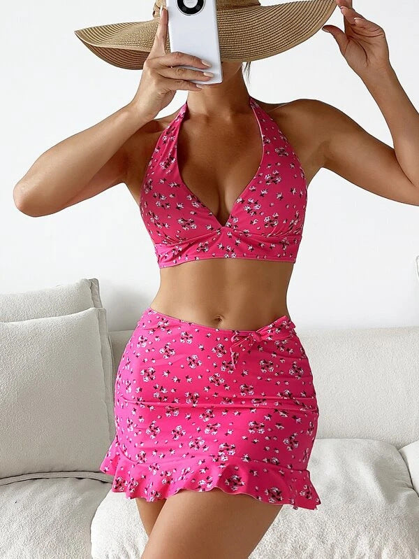 Damen Floral Wickel-Bikini-Set Echo Archiv