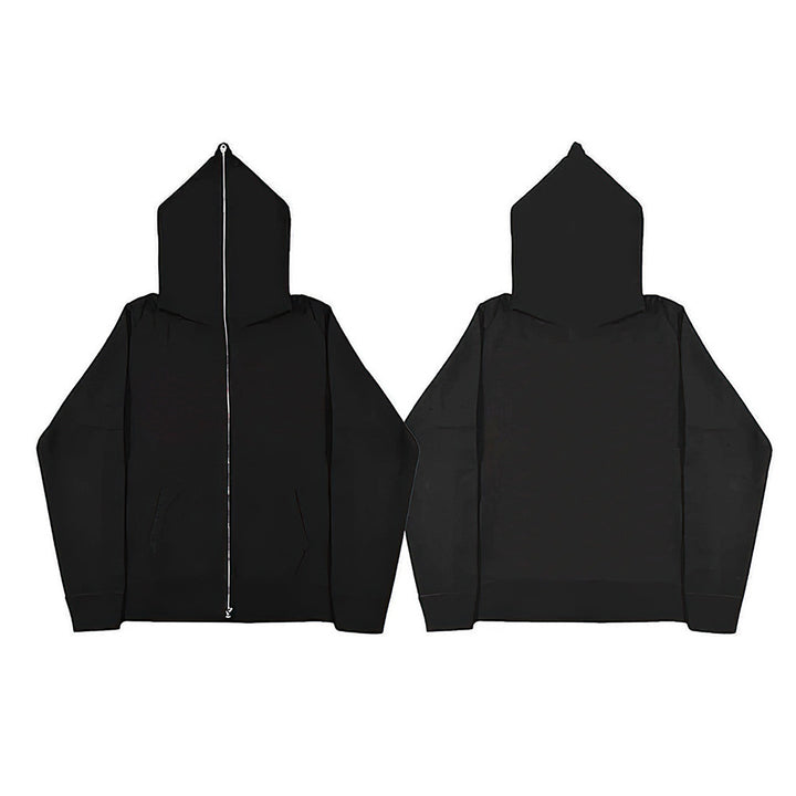 Unisex Kapuzenjacke mit durchgehendem Reißverschluss, doppellagiger Kapuze und Kängurutaschen – Auréline