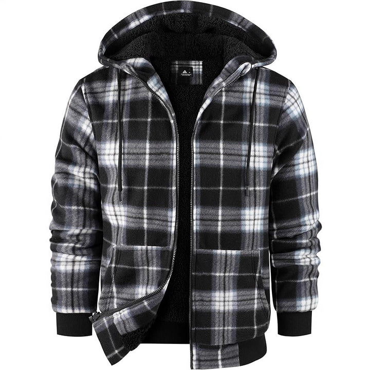 Herren Fleecejacke mit modernem Karomuster und kuscheligem Innenfutter Echoarchiv