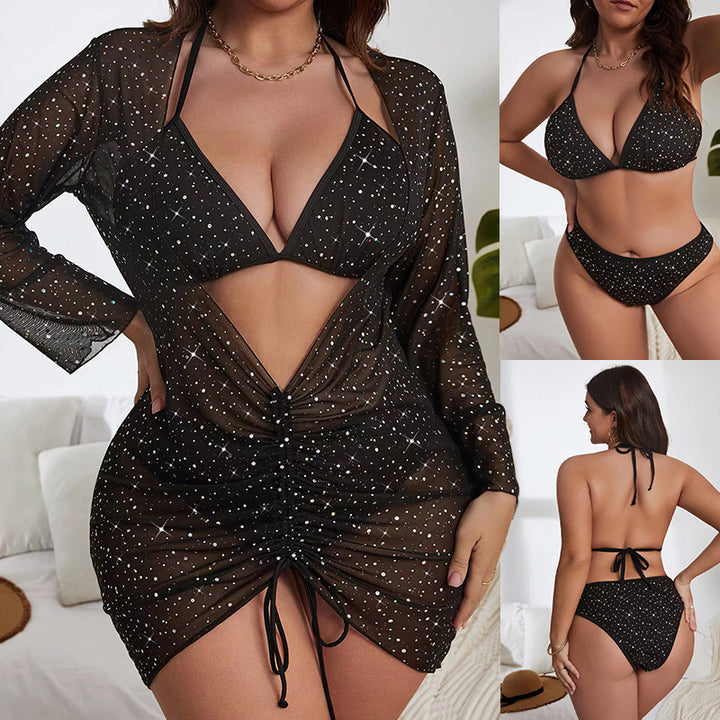 Damen Strandkleid mit gebundenem Ausschnitt und transparentem Design Echo Archiv