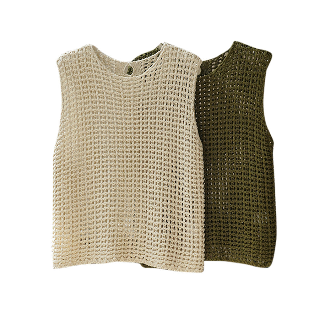 Damen Gehäkelte Grobstrick‑Weste im Layering‑Stil aus Baumwollmix Echoarchiv