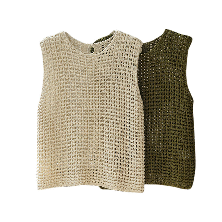 Damen Gehäkelte Grobstrick‑Weste im Layering‑Stil aus Baumwollmix Echoarchiv