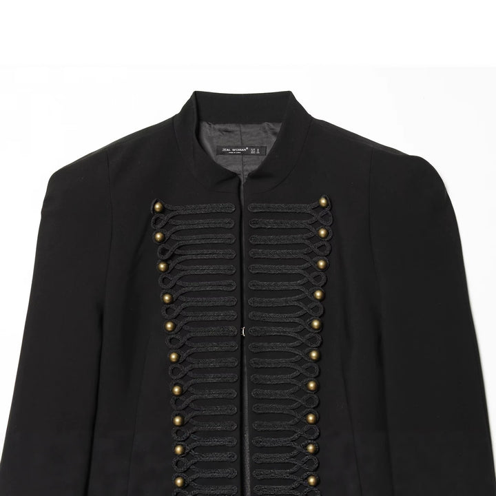 Damen Militärisch-inspirierte Cropped-Jacke mit Stehkragen und Zierkordeln Echo Archiv