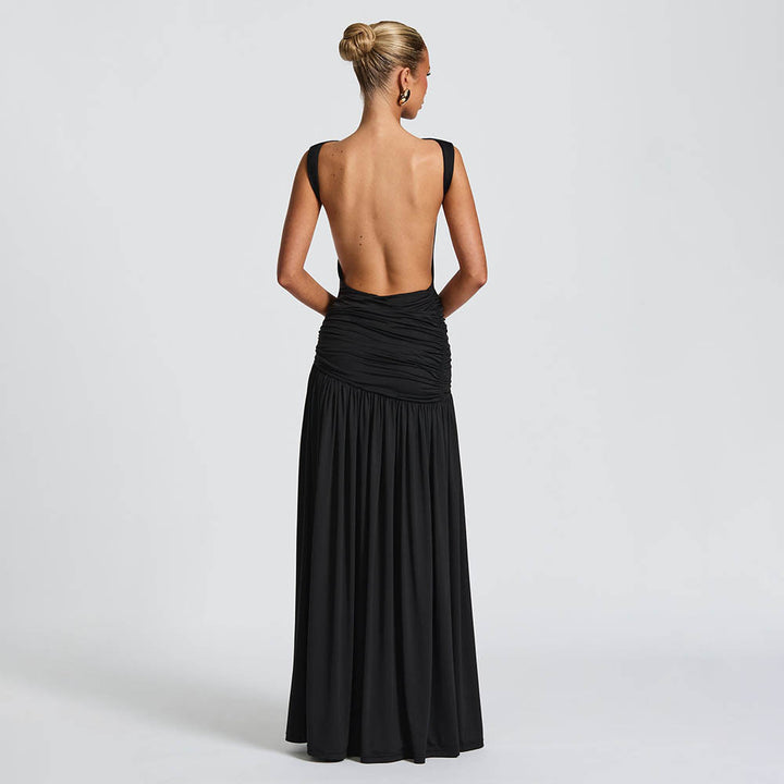 Damen Elegantes Maxikleid mit tailliertem Oberteil und einzigartiger Drapierung Echo Archiv