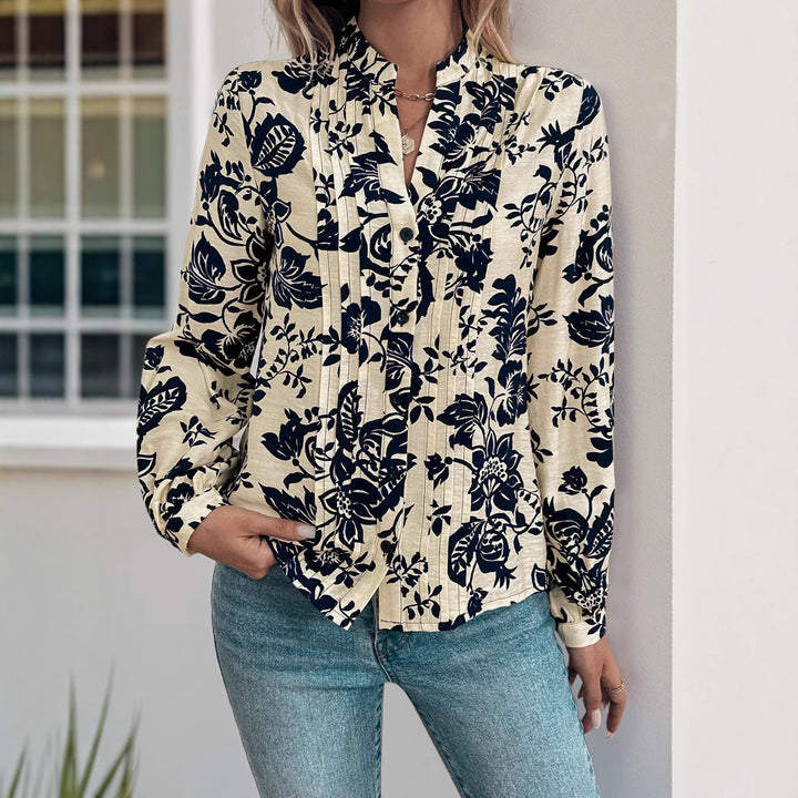 Damen Elegante Bluse mit floralem Mustermix und Stehkragen Echo Archiv