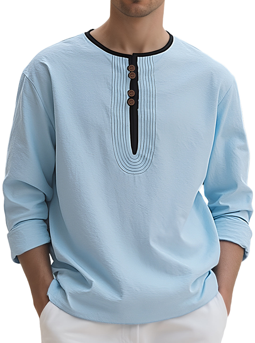 Herren Langarmshirt mit stylischem Knopfdesign Echoarchiv