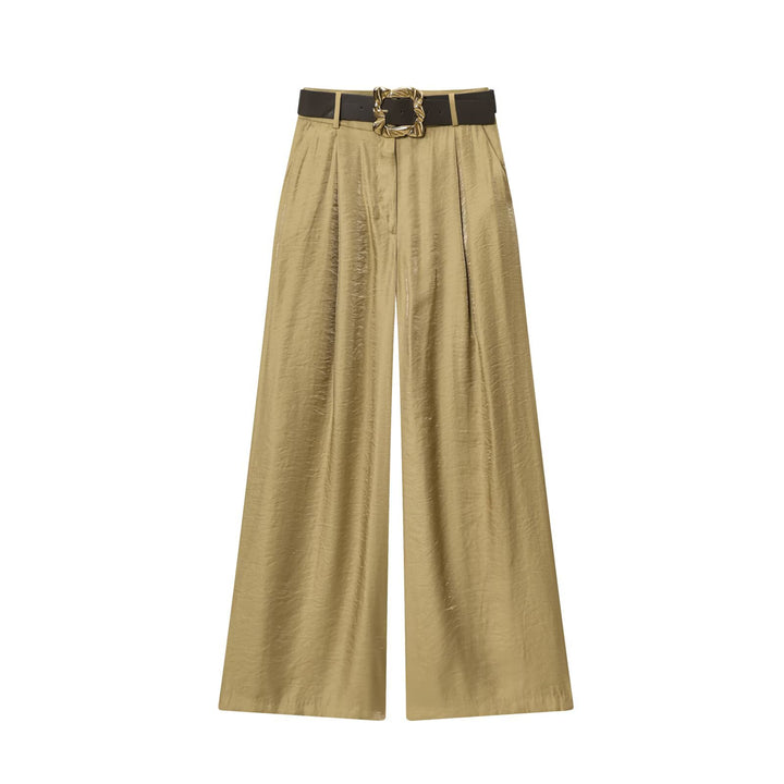 Damen High‑Waist Palazzo‑Hose mit Leoparden‑Print, weitem Bein und Ziergürtel Echo Archiv