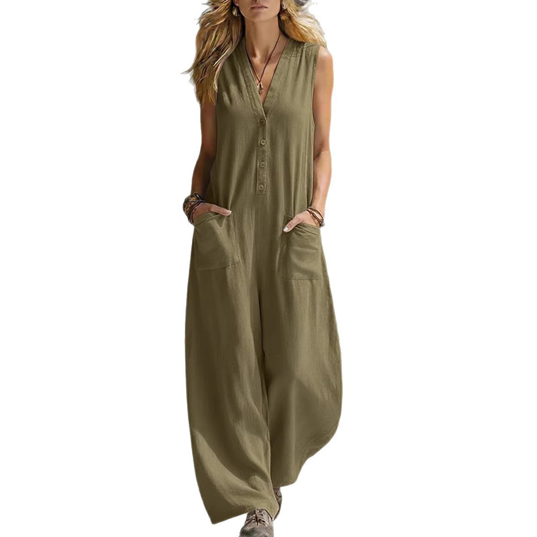 Damen Jumpsuit mit tiefem V-Ausschnitt und praktischen Taschen Echo Archiv
