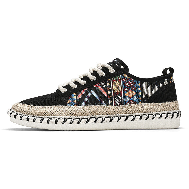 Unisex Espadrille-Sneaker mit geflochtenem Jutemittelsohle und ethnischem Webmuster Echoarchiv