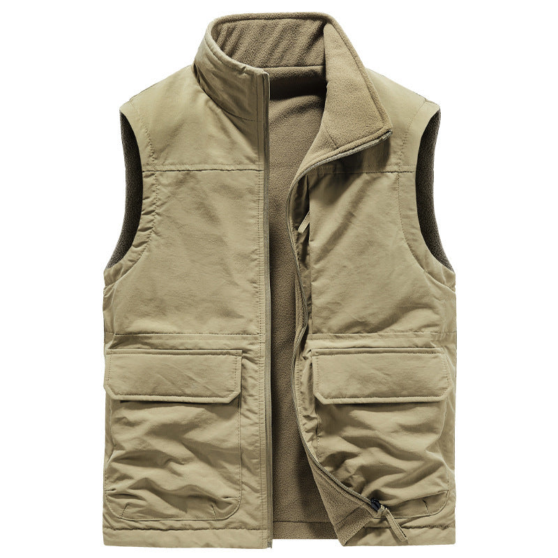 Herren Gefütterte Utility‑Weste mit Fleece‑Innenlage und aufgesetzten Pattentaschen – Taviero