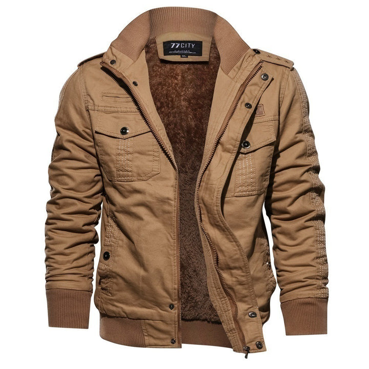 Herren nan militärisch inspiriertes Bomber-Fieldjacke mit Epauletten, verdecktem Reißverschluss und Klappbrusttaschen Echo Archiv
