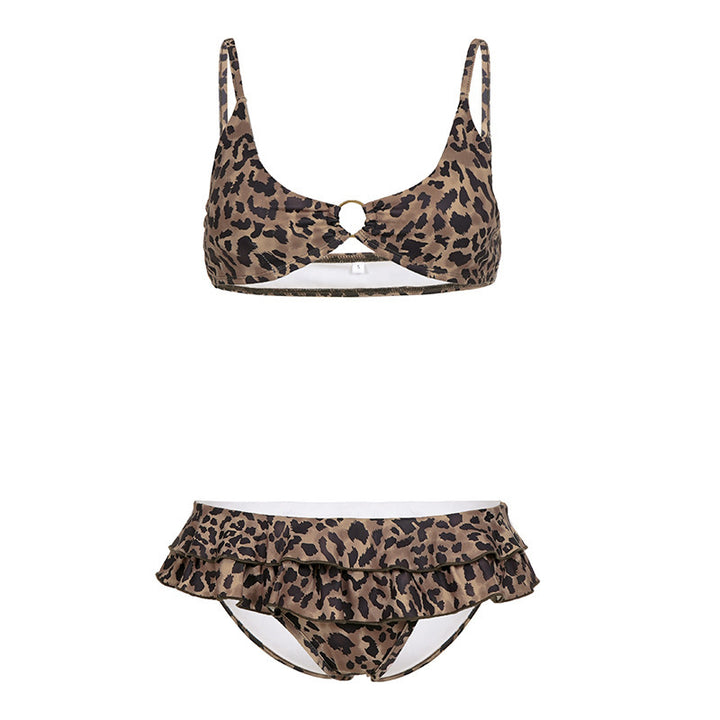 Damen Bikini-Set mit Rüschendetails und Leopardenmuster Echo Archiv