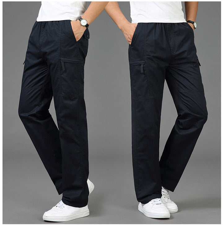 Damen lockere Cargo-Hose mit elastischem Bund, Mehrfachtaschen und Knieabnähern – Avélisse