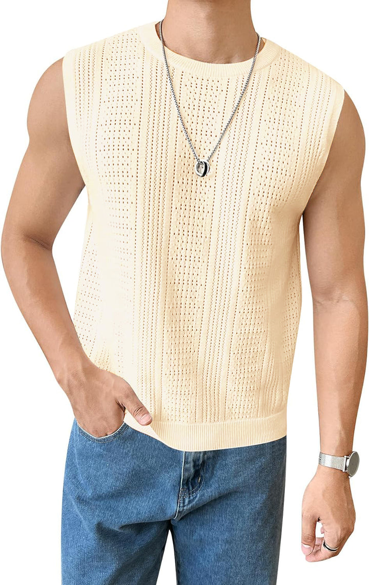 Herren lässiges Stricktop mit modernen Lochmustern Echoarchiv