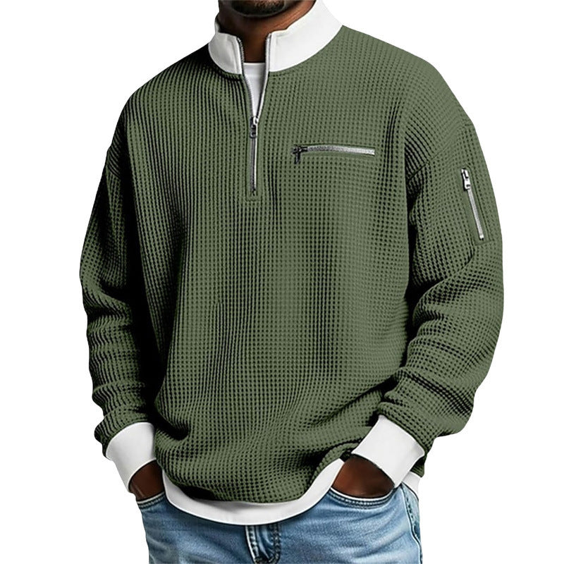 Herren Sportlicher Quarter-Zip Pullover mit strukturiertem Muster Echoarchiv