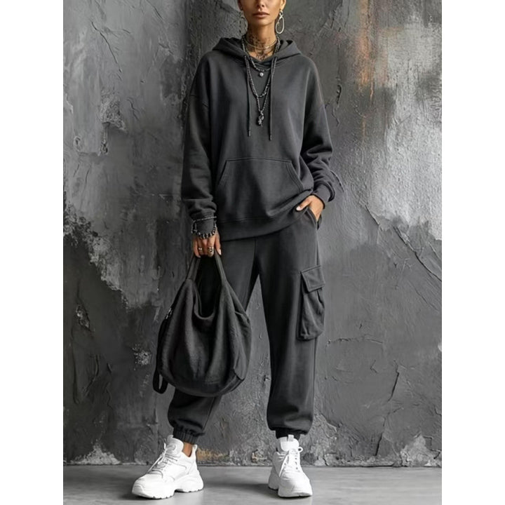 Damen Oversize Hoodie- und Cargo-Jogger-Set aus French Terry – Auréline