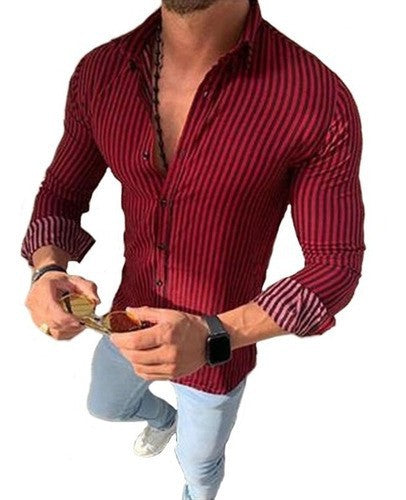 Herren Langarmhemd mit feinen Streifen und eleganter Passform Echoarchiv