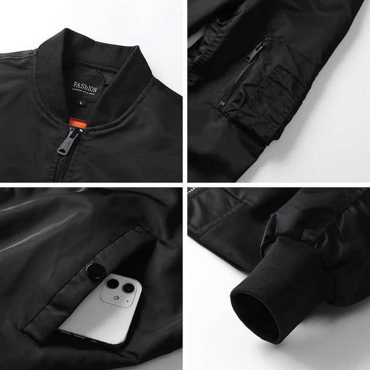 Herren Windabweisende Nylon-Bomberjacke mit Reißverschluss-Ärmeltasche und gerippten Bündchen Echo Archiv