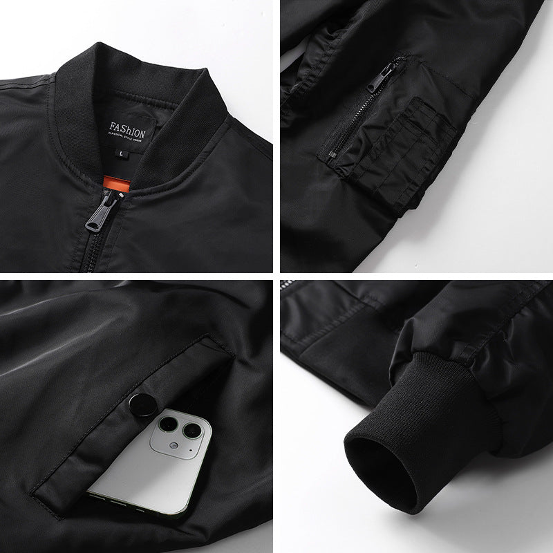 Herren leichte Nylon-Bomberjacke im Aviator-Utility-Stil mit Ärmeltasche Echoarchiv