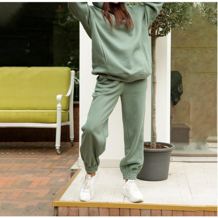 Damen Oversize-Kapuzen-Sweatshirt und Jogginghose Set mit Fleece-Innenseite und elastischen Bündchen – Auréline