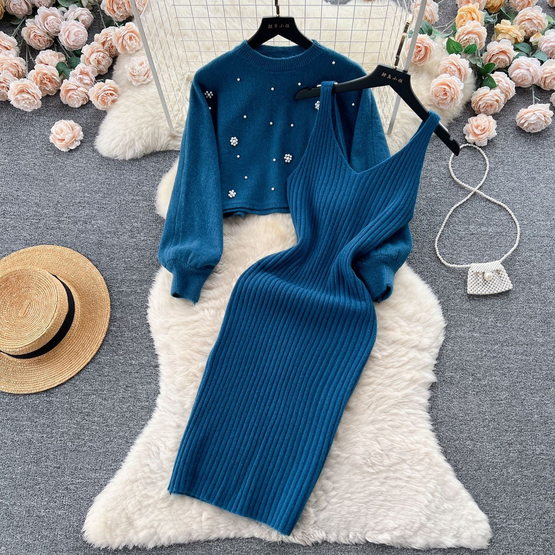 Damen Strickkleid mit elegantem V-Ausschnitt Echo Archiv