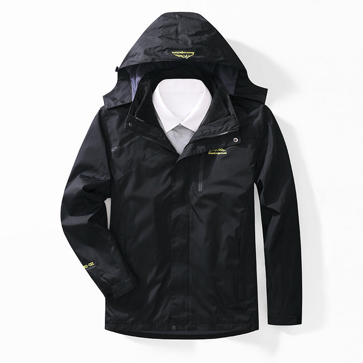 Herren zweilagige wasserdichte Outdoorjacke mit Fleecekragen und Kapuze Echo Archiv