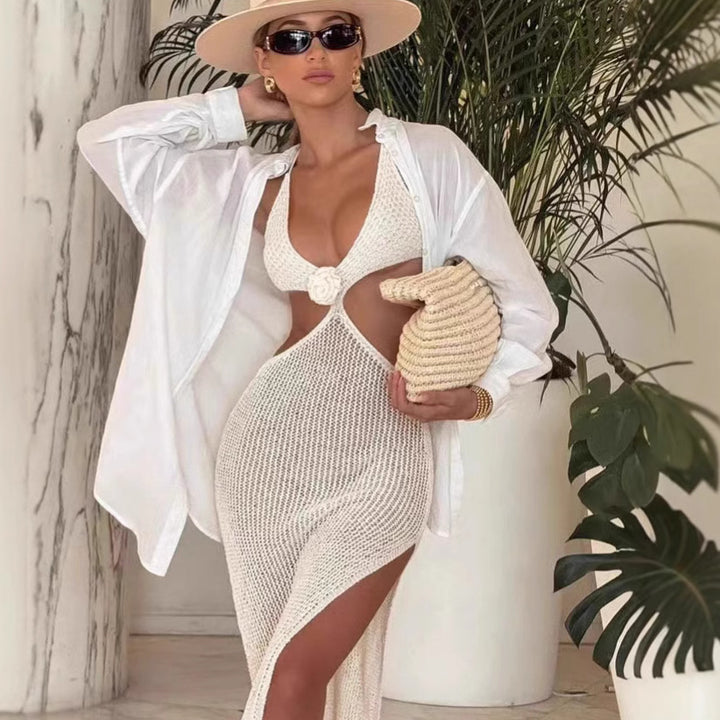 Damen Transparentes Strandkleid mit tiefem V-Ausschnitt Echo Archiv
