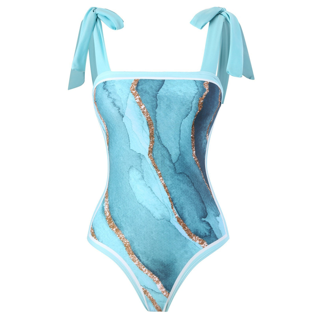 Damen Wickelrock mit elegantem Aquarell-Muster und Bindegürtel – Rosévia