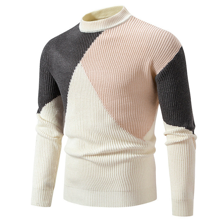 Herren modischer Rollkragenpullover mit grafischem Farbblockdesign Echoarchiv