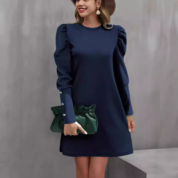 Damen nan elegantes A-Linien Minikleid mit gerafften Puffärmeln und dekorativen Manschettenknöpfen Echo Archiv