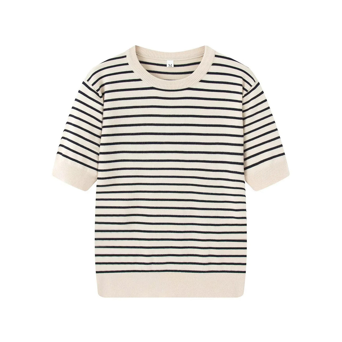 Damen gestreifte Feinstrick-Cardigan mit Rundhalsausschnitt und durchgehender Knopfleiste – Veloura