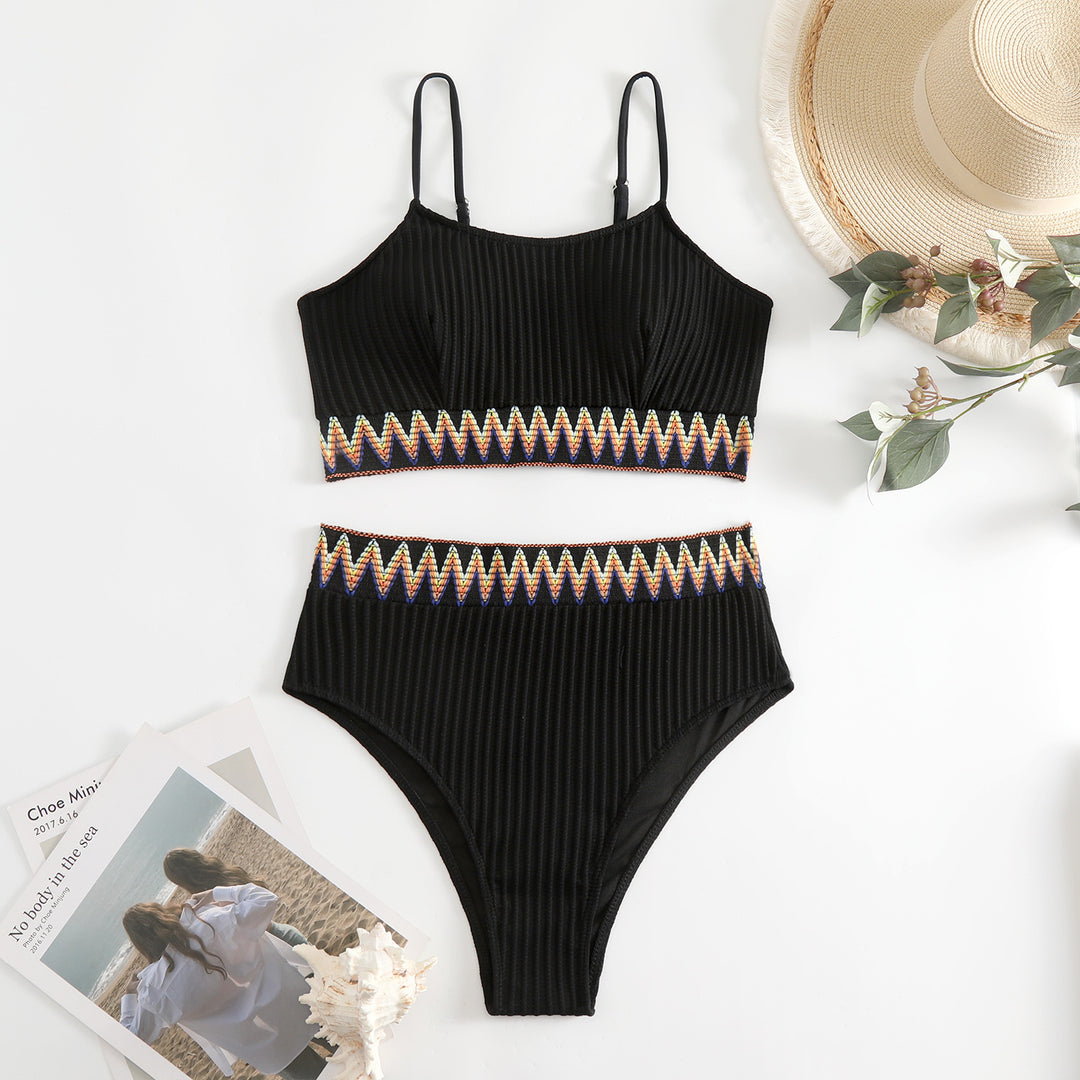 Damen integriertes Bikiniset mit geometrischem Muster Echo Archiv