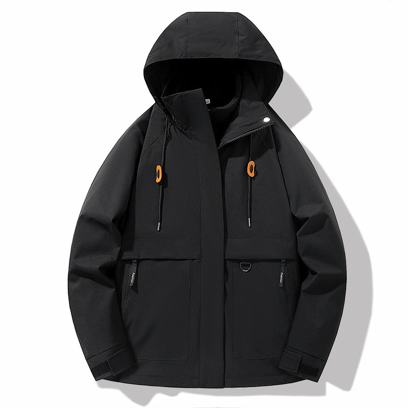 Herren wetterfeste Outdoor-Jacke mit verstellbarer Kapuze und praktischen Taschen Echoarchiv