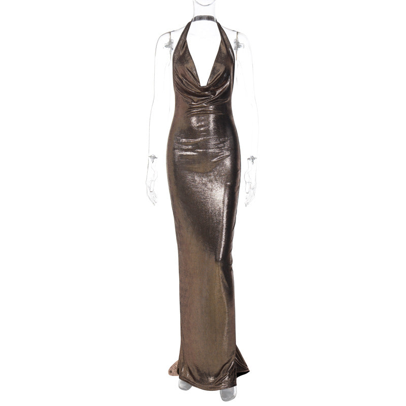 Damen Elegantes Wickelkleid mit tiefem V-Ausschnitt und schimmerndem Finish Echo Archiv