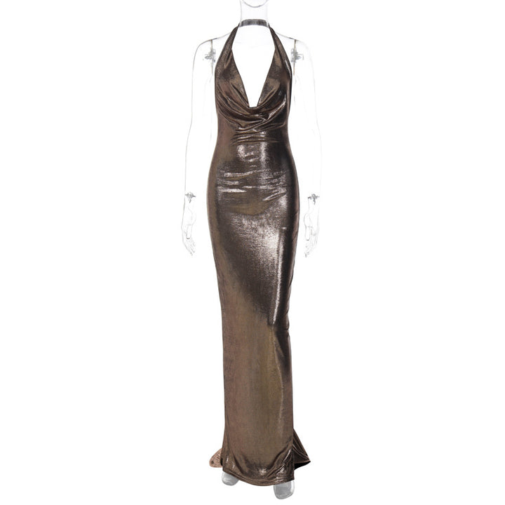 Damen Elegantes Wickelkleid mit tiefem V-Ausschnitt und schimmerndem Finish Echo Archiv