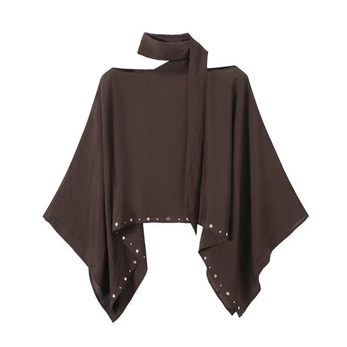 Damen Asymmetrisches Poncho‑Cape mit Bindeschal und Ösenbesatz Echo Archiv