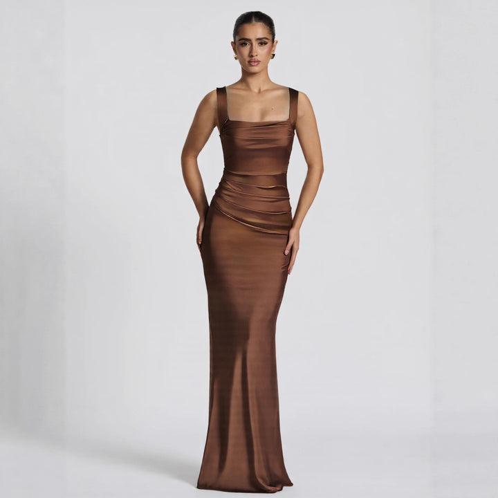 Damen Elegantes Satin-Maxi-Kleid mit figurschmeichelndem Design Echo Archiv
