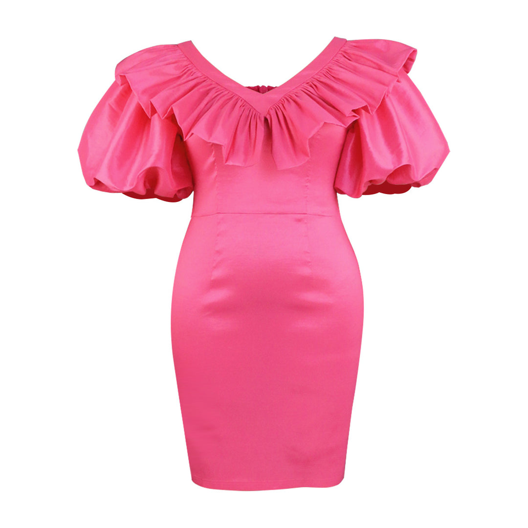 Damen figurbetontes Kleid mit voluminösen Rüschenärmeln Echo Archiv 1778622988