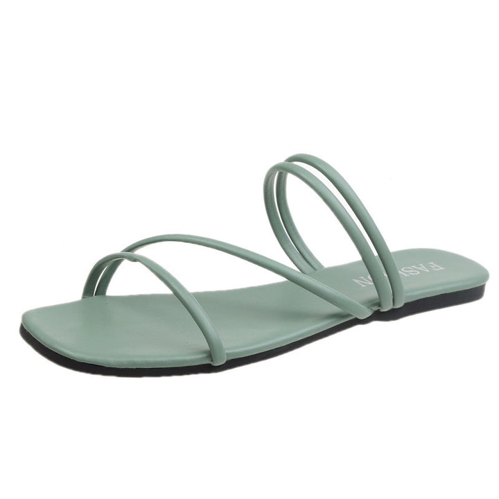 Damen nan minimalistische Schlupf-Sandalette mit filigranen Schlaufenriemen und gepolstertem Komfortfußbett Echo Archiv
