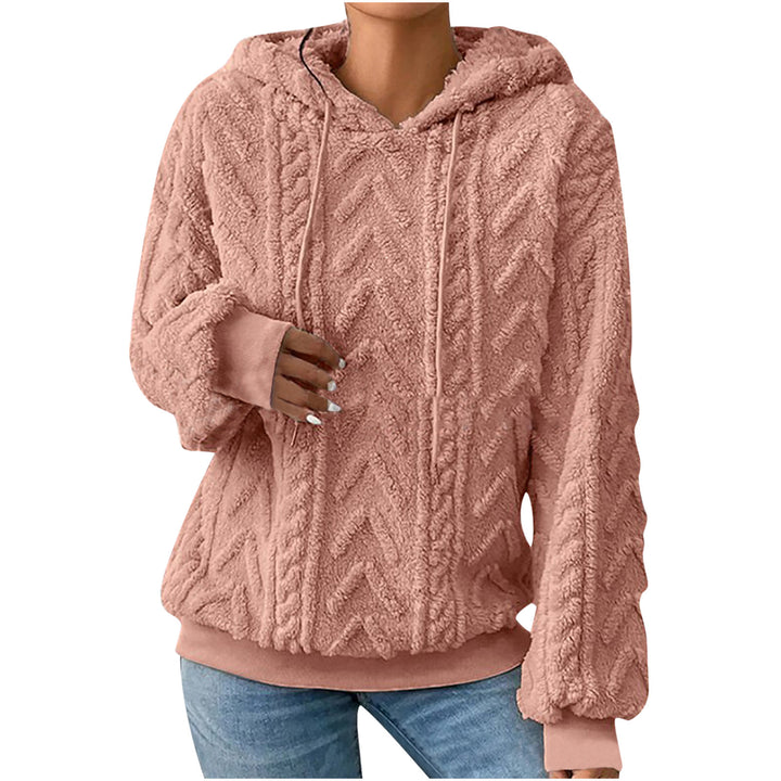 Damen nan kuscheliger Kapuzenpullover mit Zopfmuster Eingrifftaschen und Rippbündchen Echo Archiv