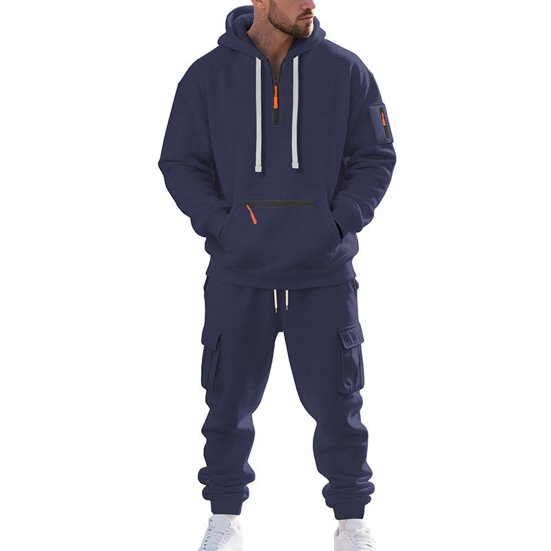 Herren Urbane Cargo-Jogging-Set mit Utility-Hoodie, Reißverschluss-Details und Cargo-Joggers Echoarchiv