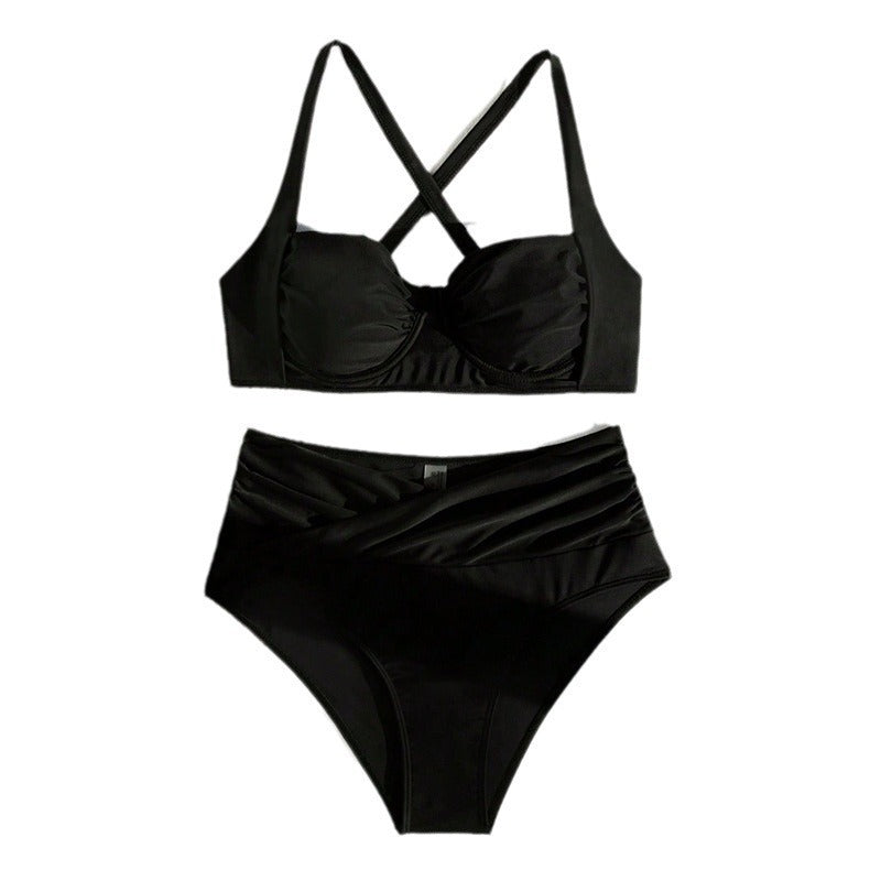 Damen Hoch tailliertes Bikini-Set mit eleganten Trägern Echo Archiv