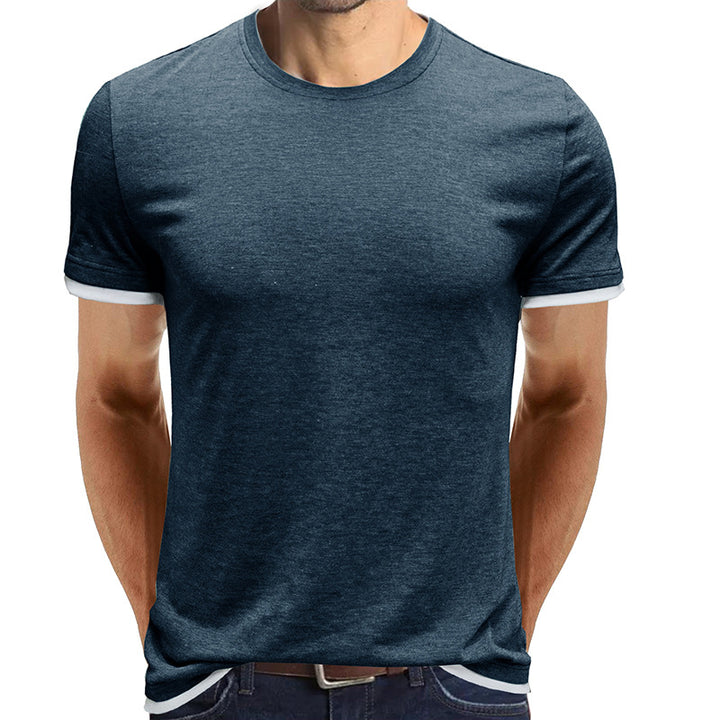 Herren atmungsaktives Rundhals-T-Shirt mit kontrastierenden Ärmeln Echoarchiv