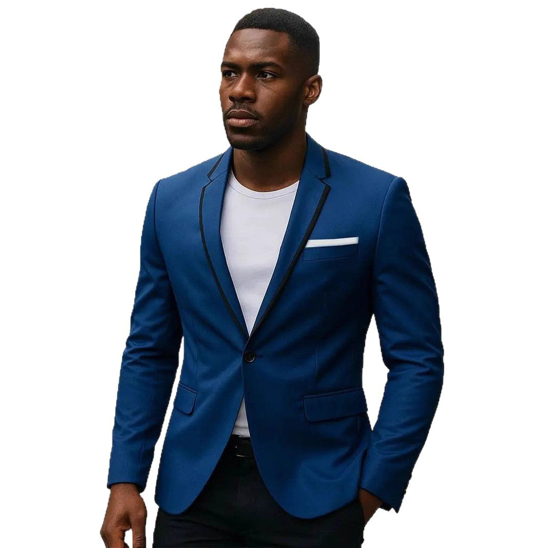 Herren nan einreihiges Slim-Fit Sakko mit kontrastierendem Reversbesatz und Pattentaschen Echo Archiv