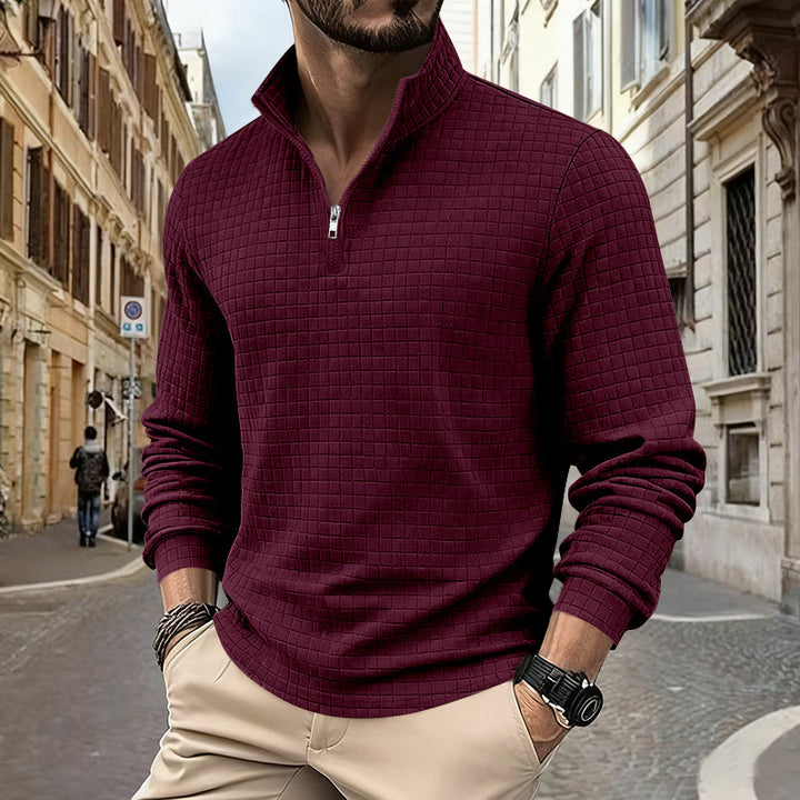 Herren funktionales Langarmshirt mit modernem Stehkragen und Reißverschluss Echoarchiv