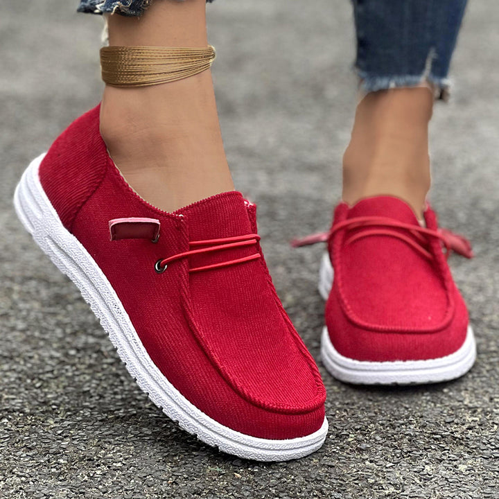Damen Slip-On Mokassin-Sneaker aus geripptem Textil – Névara