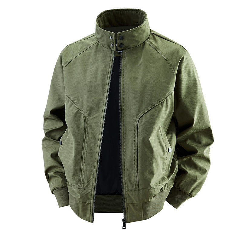 Men's stretch canvas stand-collar utility bomber jacket – Brevano
