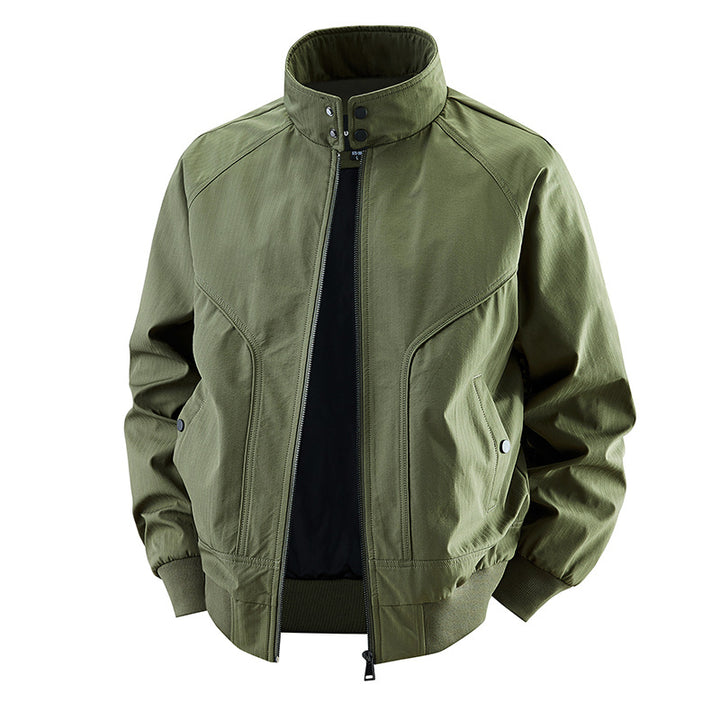 Men's stretch canvas stand-collar utility bomber jacket – Brevano